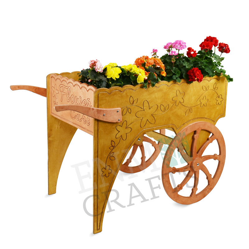 Mobile Wooden Flower Cart-735