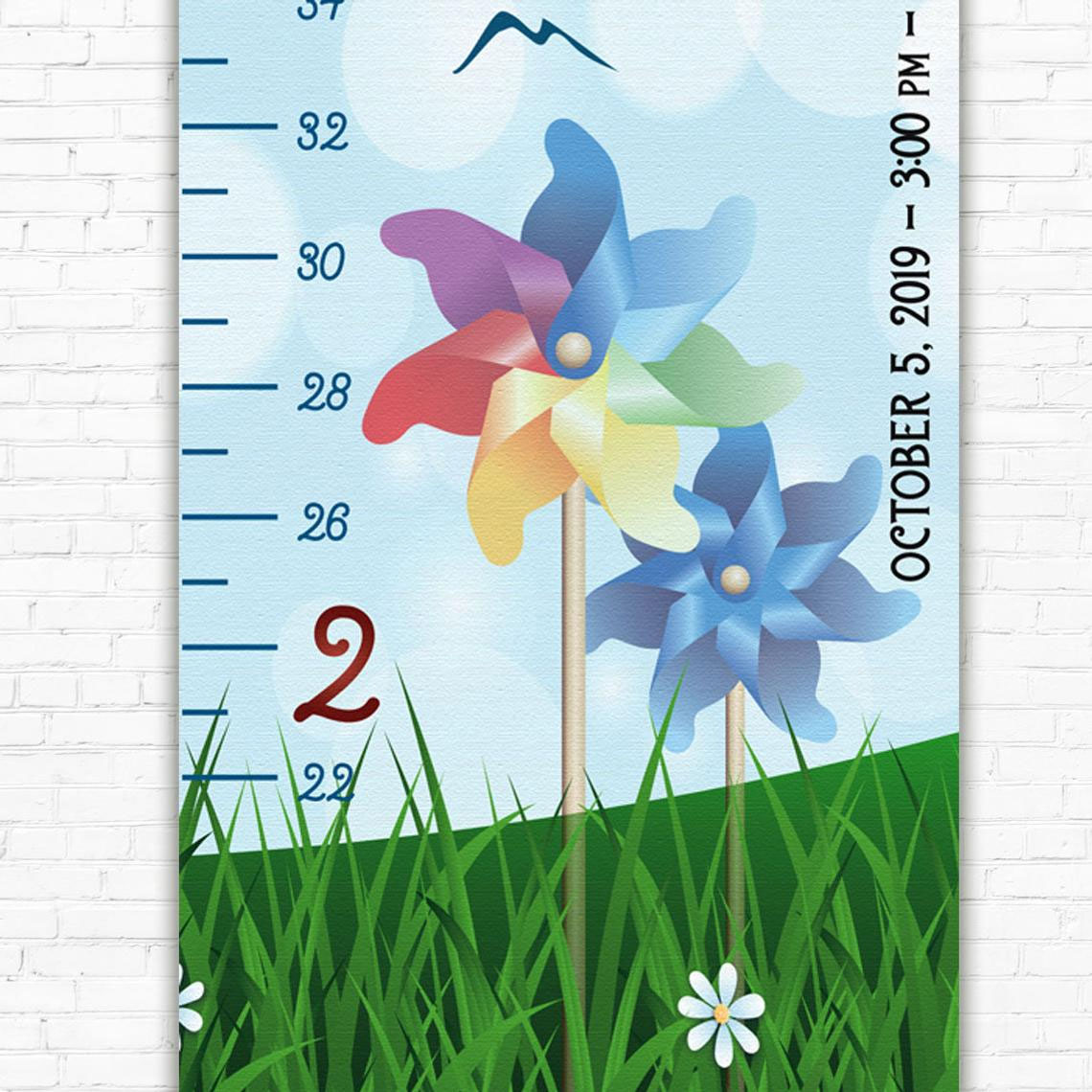 Meadow and Sky Design Growth Chart in Canvas