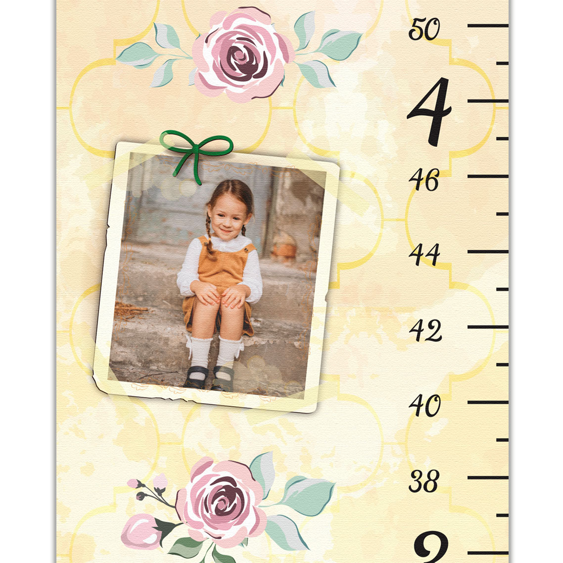 Floral Design Growth Chart with Personalized Photos