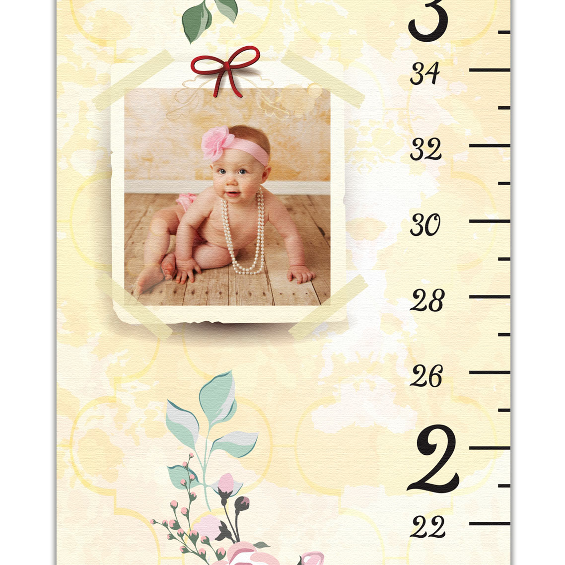 Floral Design Growth Chart with Personalized Photos
