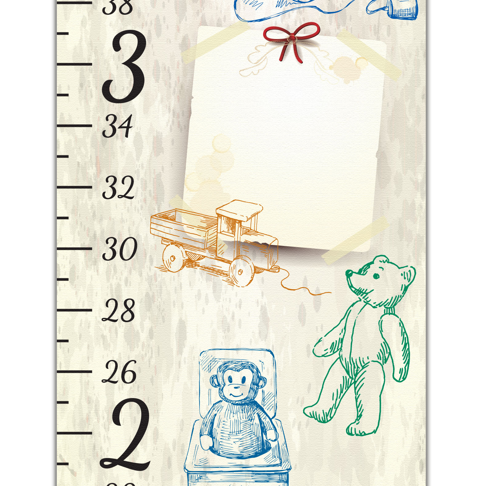 Vintage Toy Growth Chart with Personalized Photos