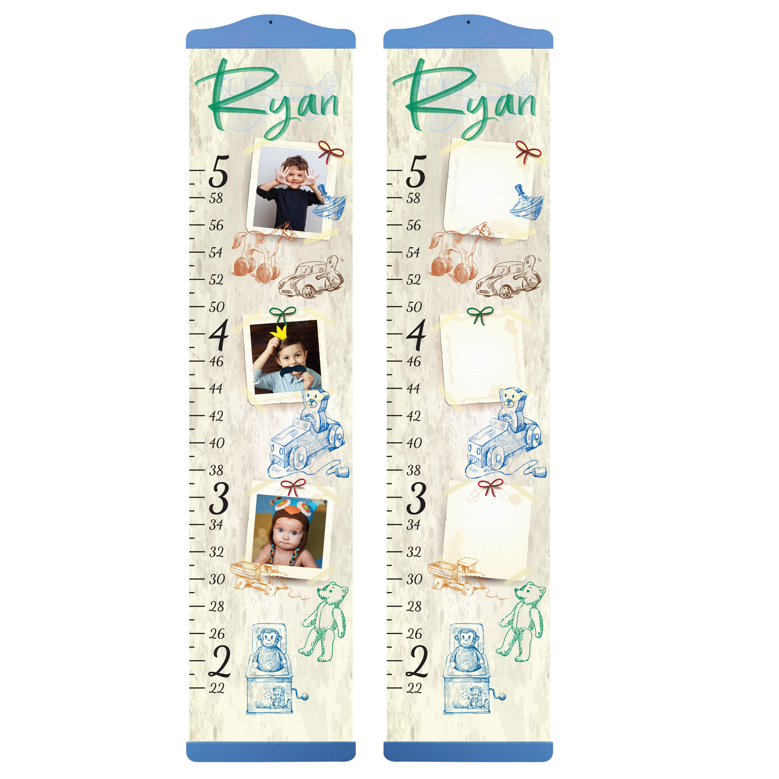 Vintage Toy Growth Chart with Personalized Photos