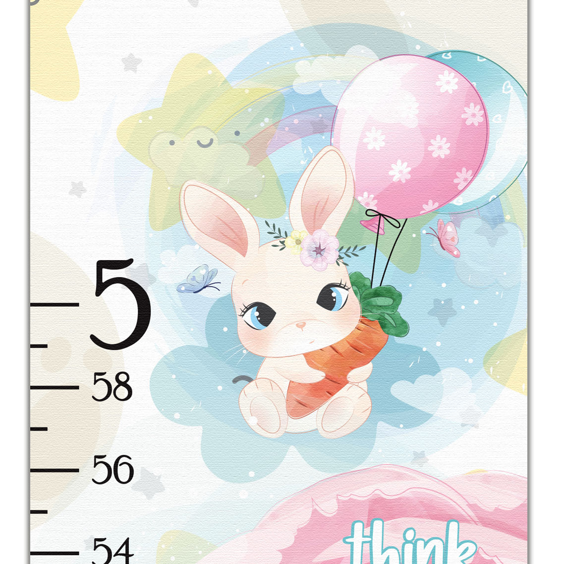 Think Happy Thoughts Animal Design Growth Chart in Canvas