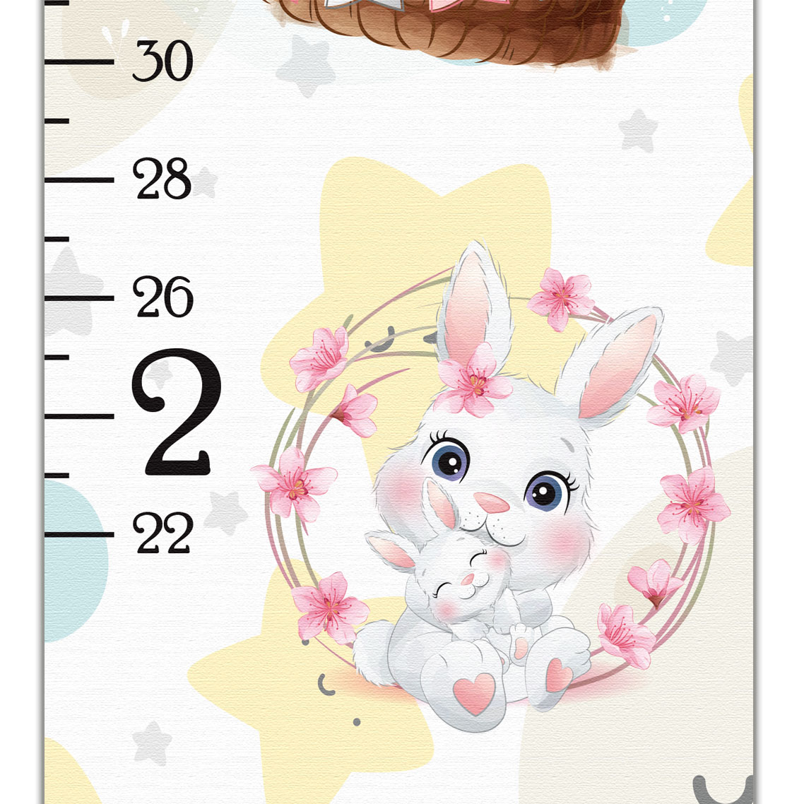 Think Happy Thoughts Animal Design Growth Chart in Canvas