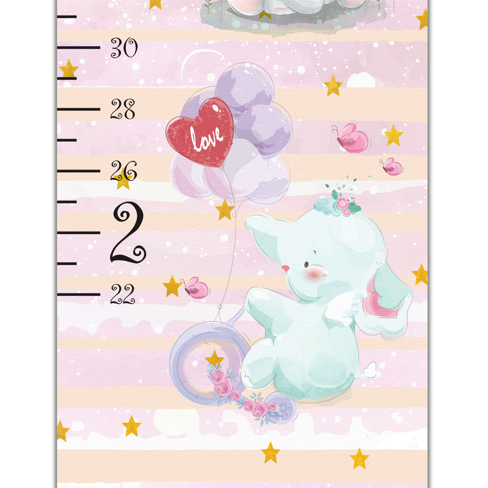 Cute Elephant Design Growth Chart in Canvas