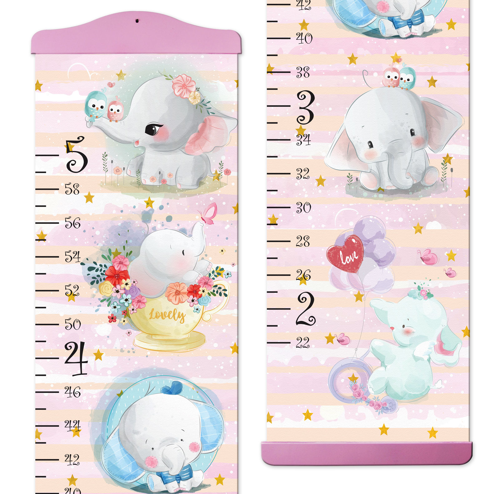 Cute Elephant Design Growth Chart in Canvas