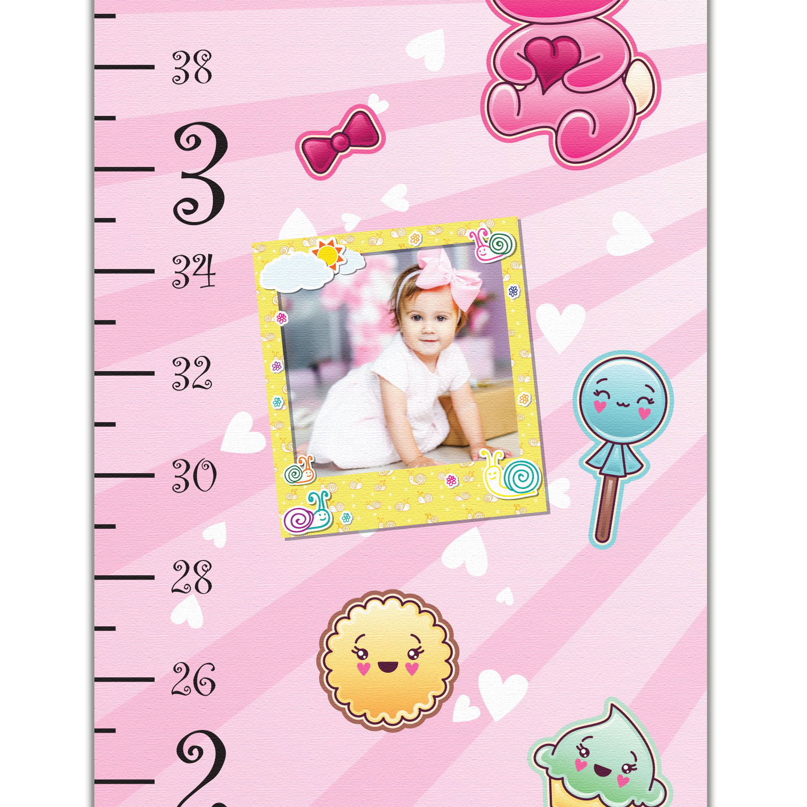 Pink Design Growth Chart with Personalized Photos