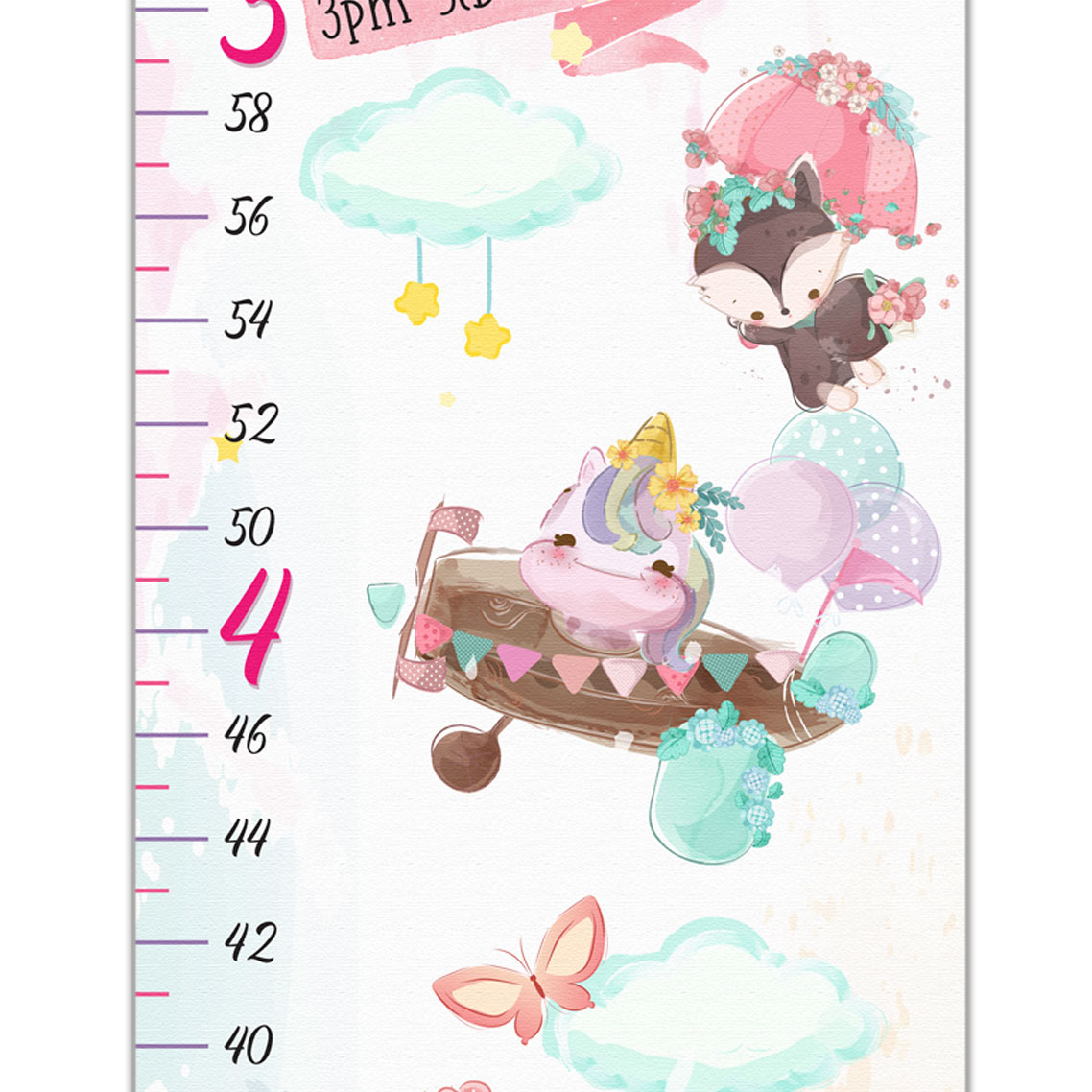 Airplane and Animal Design Growth Chart in Canvas