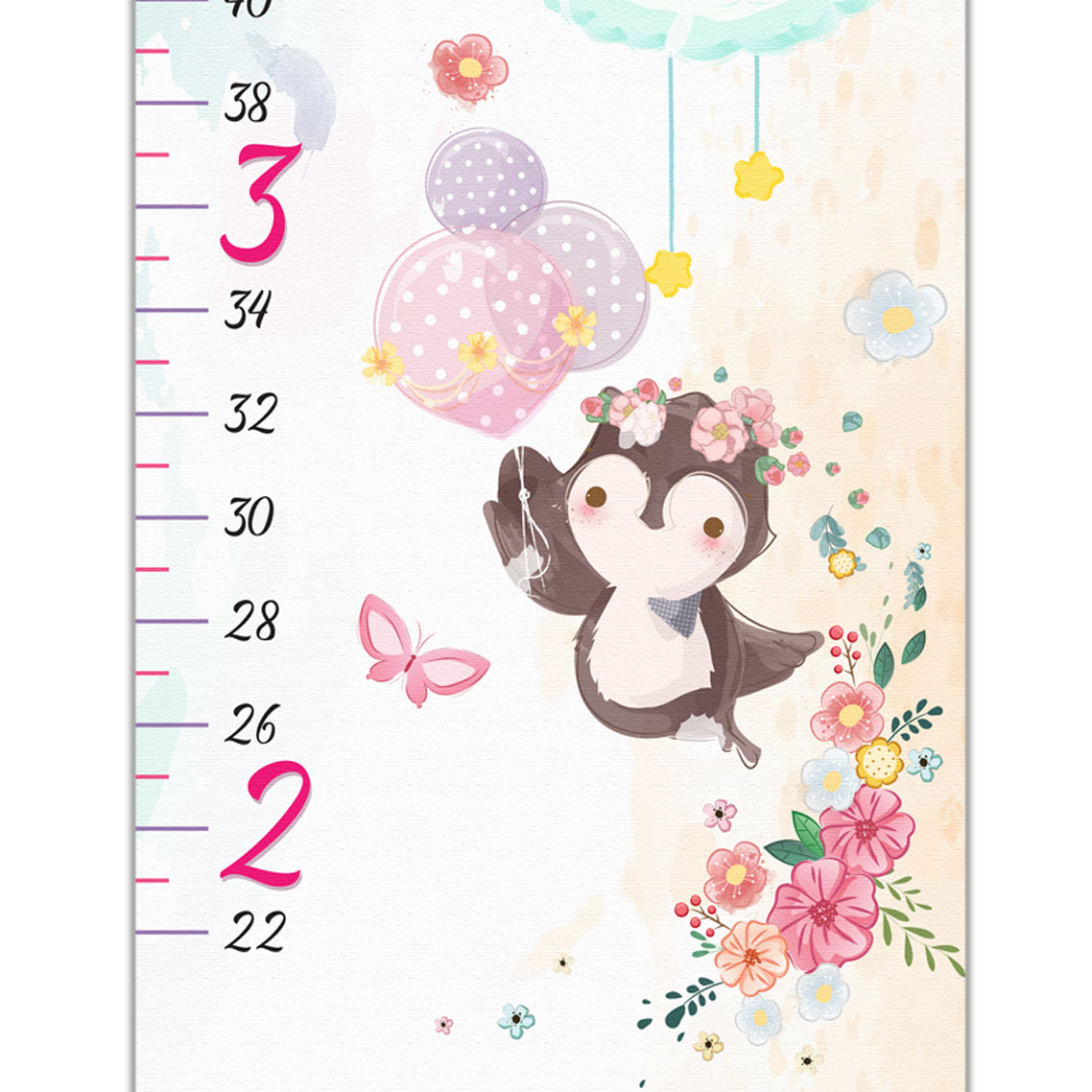 Airplane and Animal Design Growth Chart in Canvas