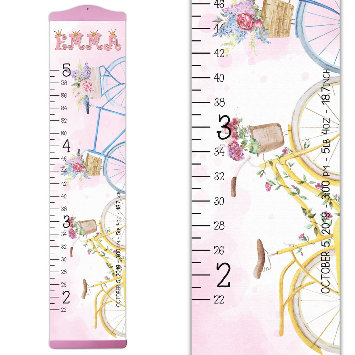 Beautiful Bicycle Design Growth Chart in Canvas