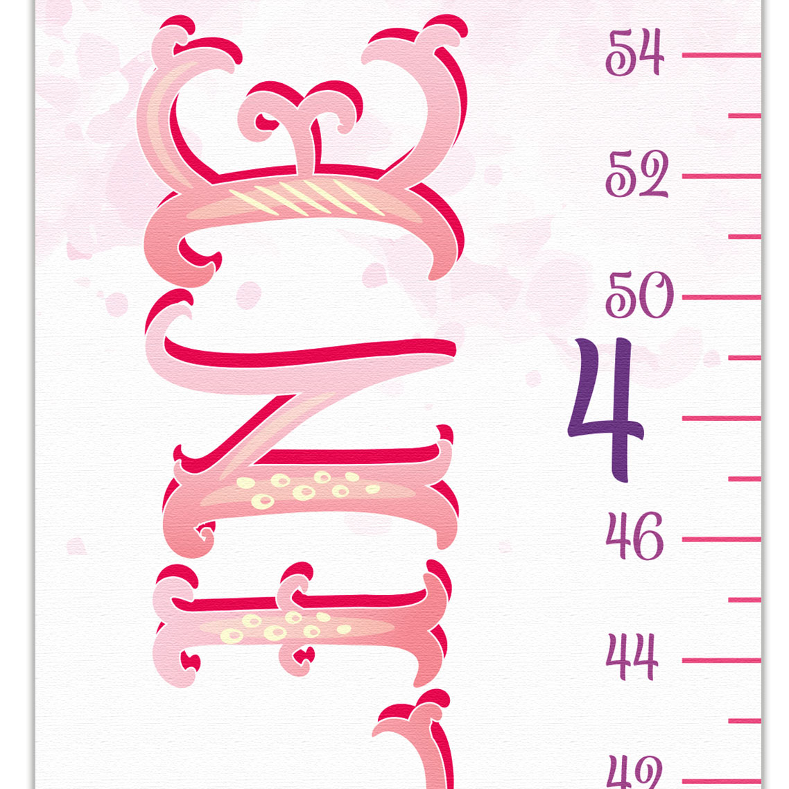 Elegant Bird and Flower Design Growth Chart in Canvas
