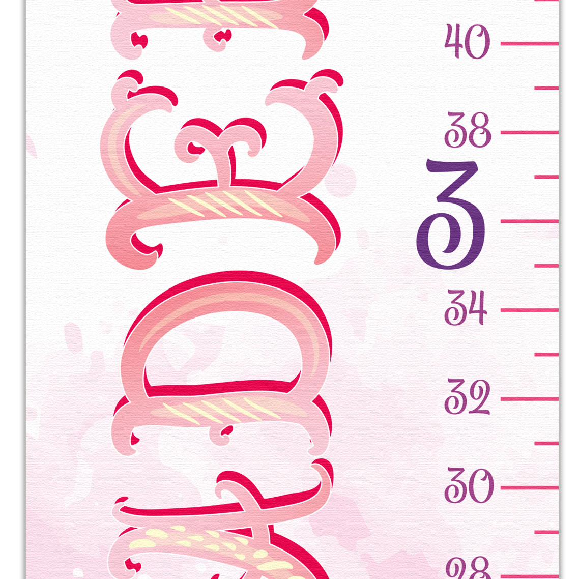 Elegant Bird and Flower Design Growth Chart in Canvas