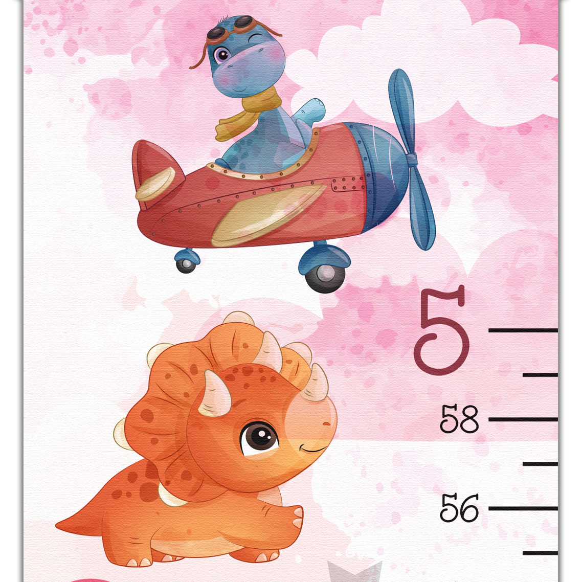 Cute Dinosaur Design Growth Chart in Canvas