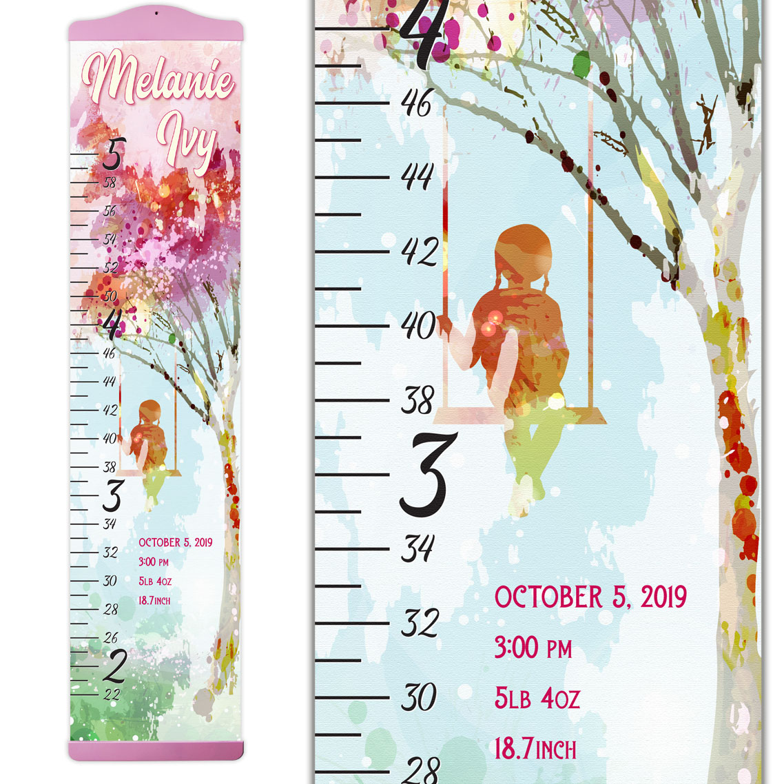 Tree and Swing Design Growth Chart in Canvas