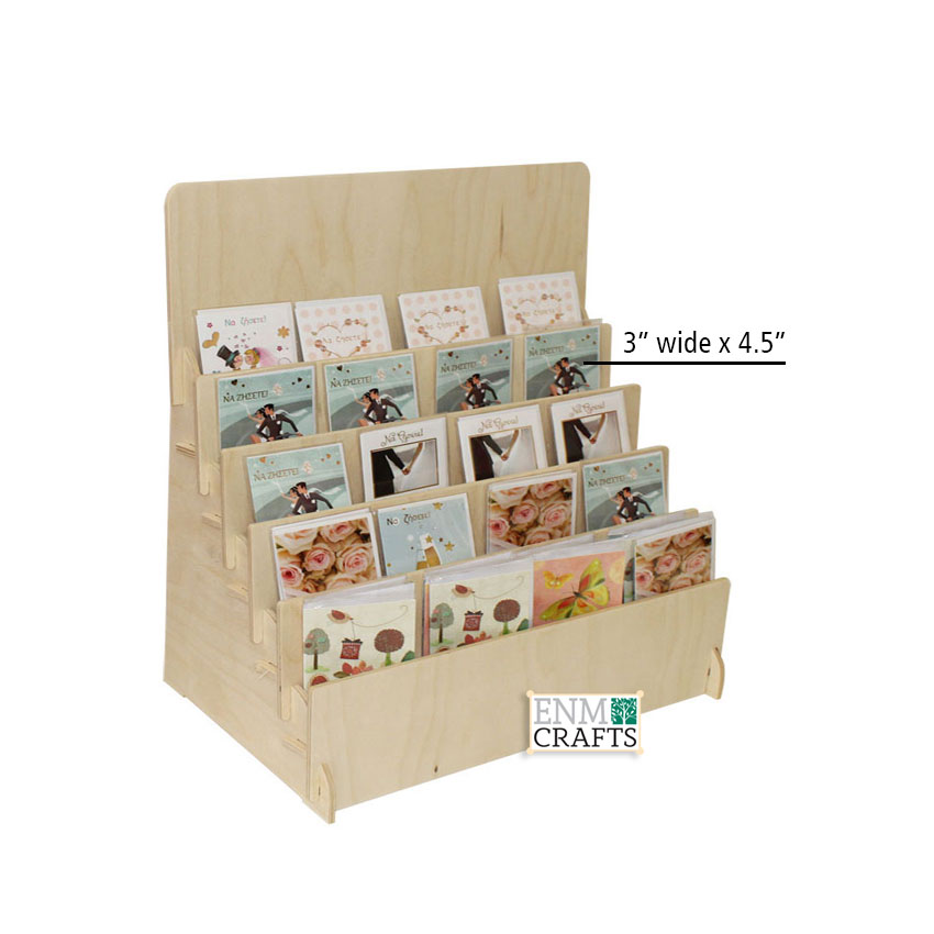 Greeting Card Rack Countertop Wooden Display Stand - No Tool Assembly- For Holding Holiday and Greeting Cards - SKU: 624