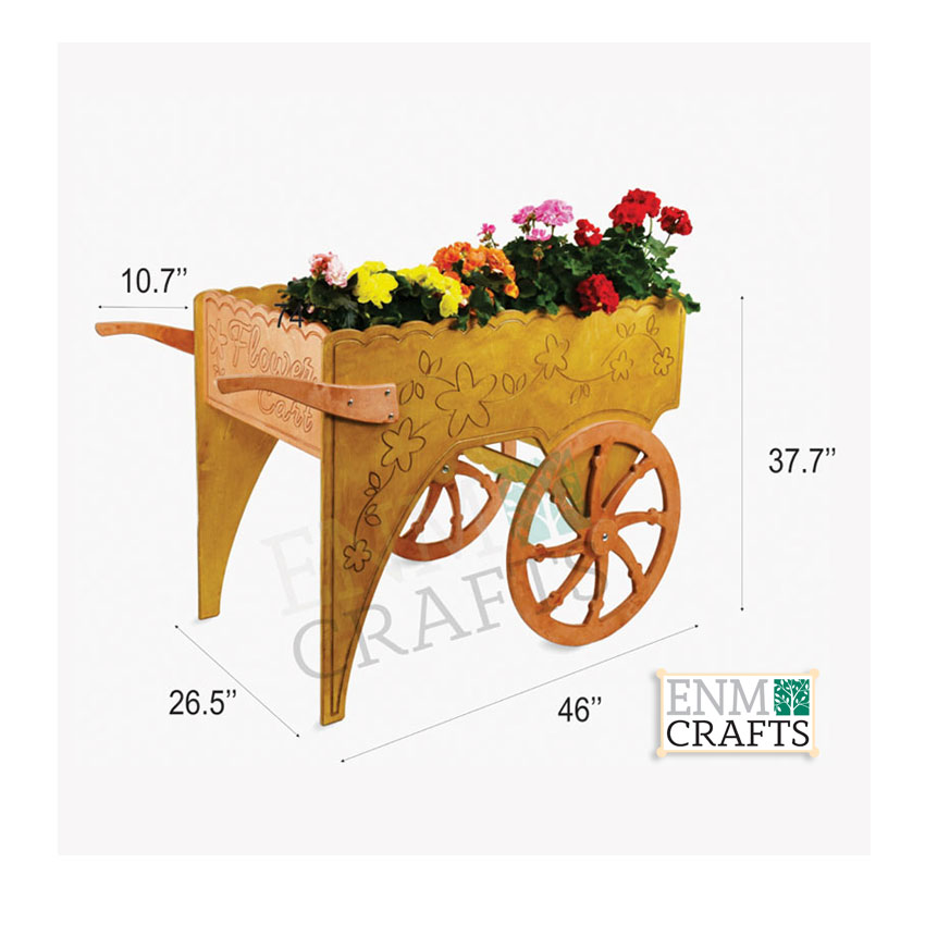 Wooden Cart with wheels - Mobile Wooden Flower Cart - SKU: 735