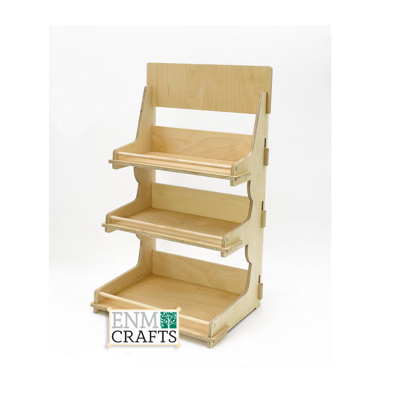 Craft Show Display 3-tier Wooden Table top Rack, Product Retail Shelf - SKU: 505
