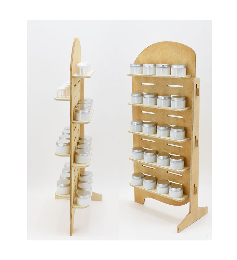Double-Sided Retail Display Stand with 10-tier, Wooden Countertop Rack, Adjustable Shelving Height, Product Display Rack - SKU: 823