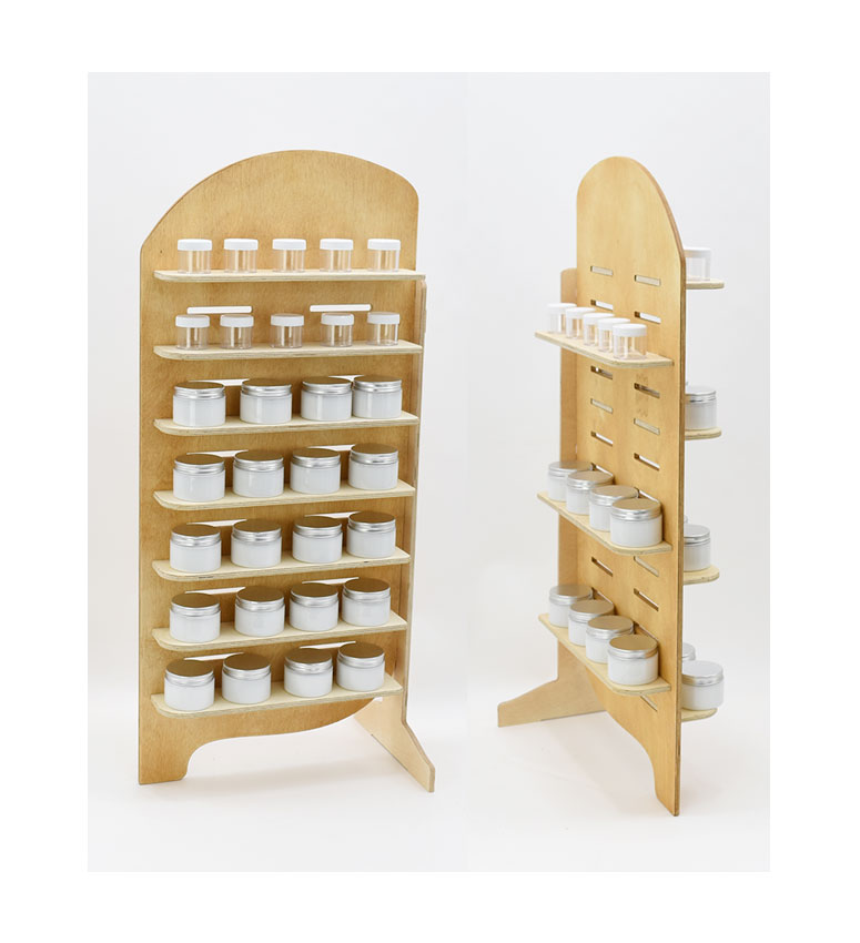 Double-Sided Retail Display Stand with 10-tier, Wooden Countertop Rack - SKU: 823
