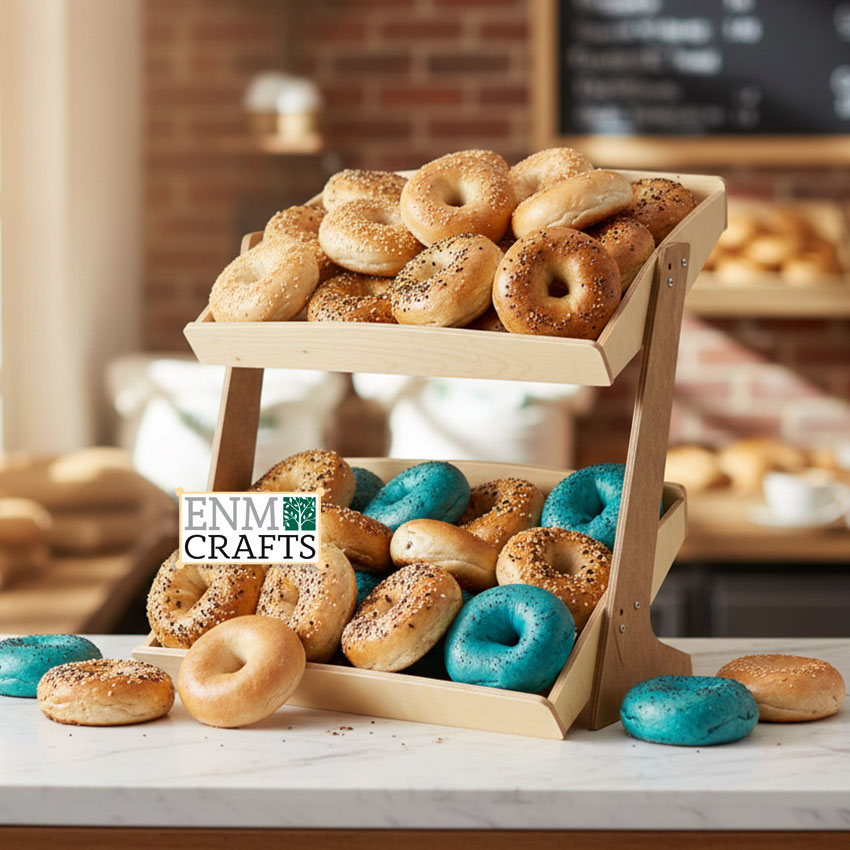 Bakery Display Rack, Slanted & Horizontal, 2-tier Wooden Countertop Rack - SKU: 816/S
