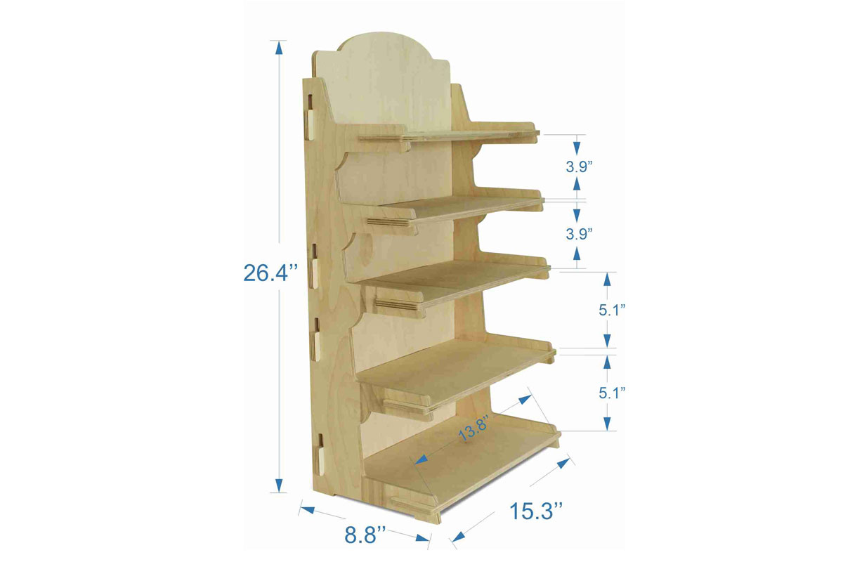Wooden Display Rack with 5-tiers, No Tool Assembly - SKU: 508