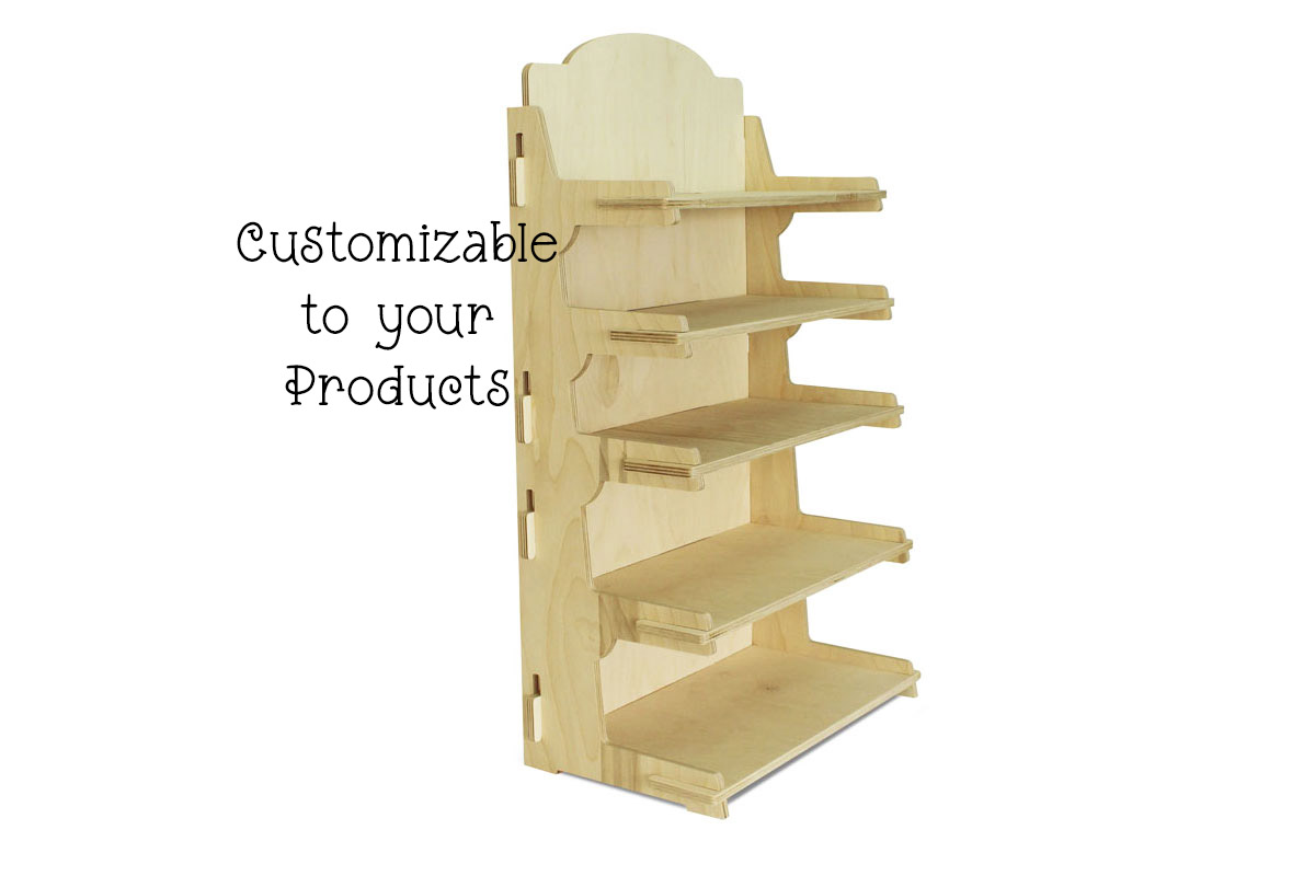 Wooden Display Rack with 5-tiers, No Tool Assembly - SKU: 508