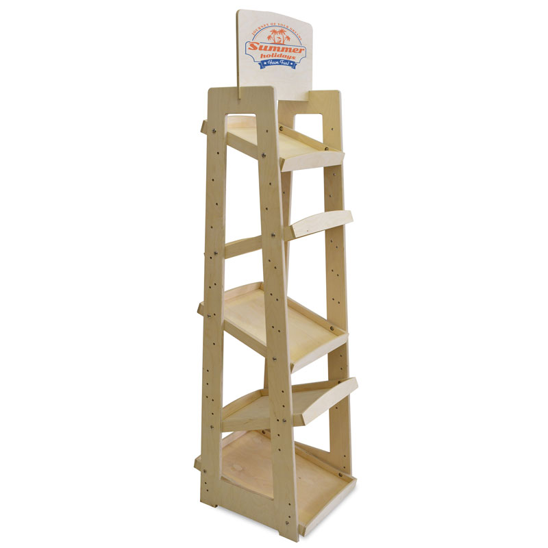 Floor Wooden Display Racks - Tower, 5 Shelf Double Sided Wooden Product ...