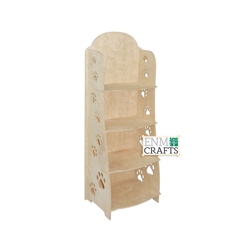 Floor standing 4 Tier Wooden display Rack with paw cutouts, Merchandiser Display - SKU: 422