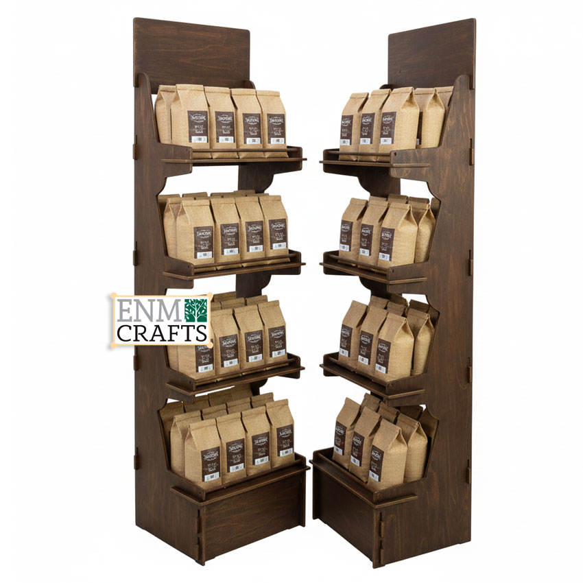 Coffee Bags Display Rack, 4 Tier Floor Merchandise Display Stand - SKU: 905B