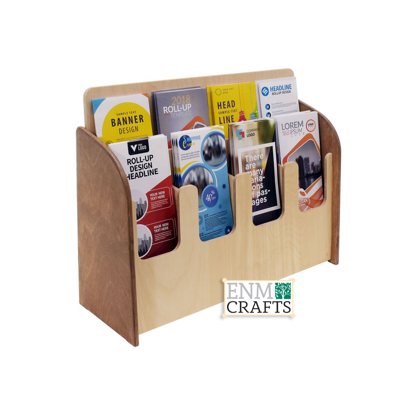 Wooden 2 Tier Tri-Fold Brochure Holder 8 Pockets- SKU: 906/8/4