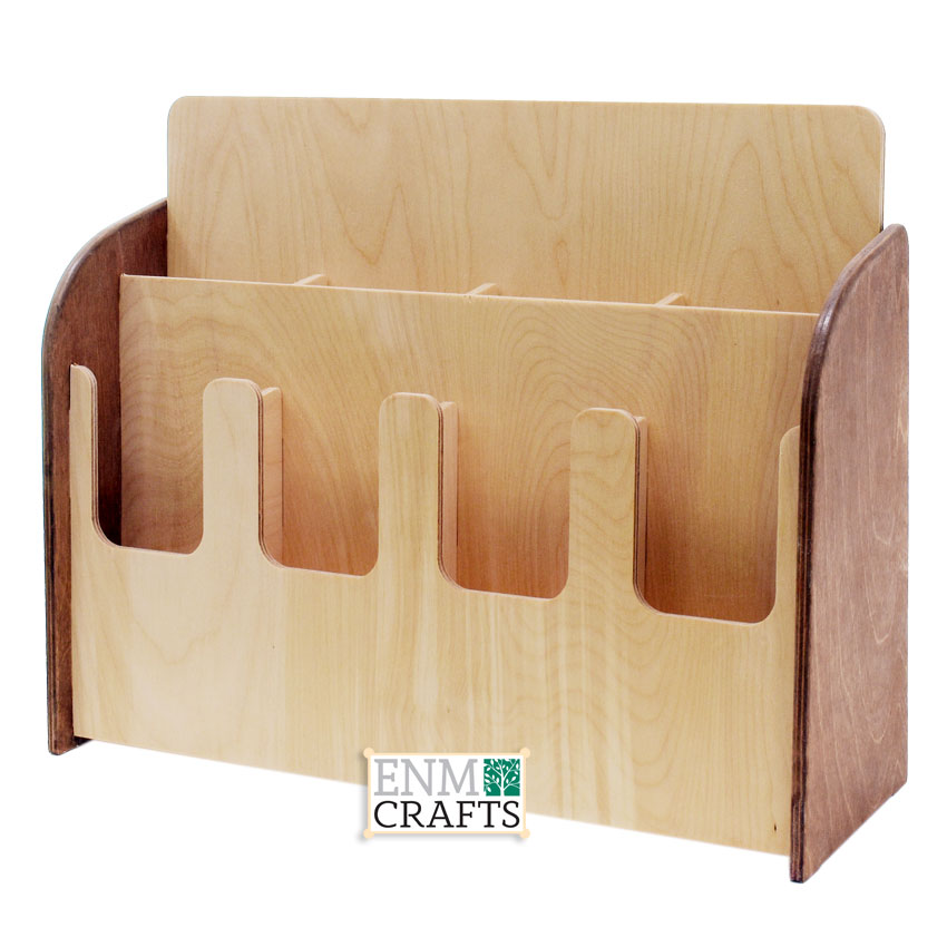 Wooden 2 Tier Tri-Fold Brochure Holder 8 Pockets- SKU: 906/8/4