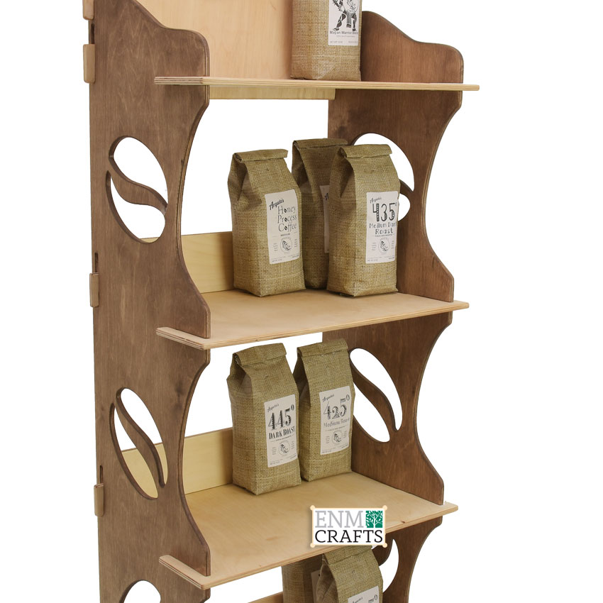 Coffee Bags 4 Tier Floor Merchandise Display Stand Collapsible Shelving Unit - SKU: 908