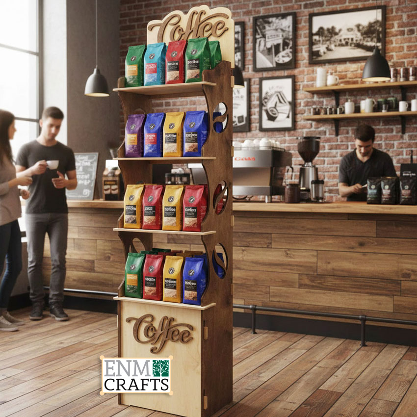 Coffee Bags 4 Tier Floor Merchandise Display Stand Collapsible Shelving Unit - SKU: 908