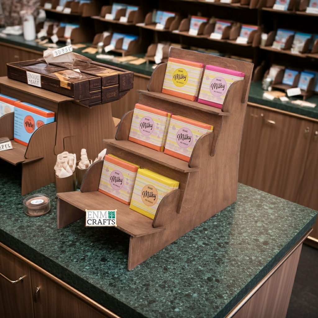 Chocolate Bars 3 tier Wooden Display