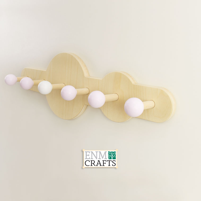 Circular Design Wooden Peg Coat Hooks, Kids Peg Hooks, Kids Bathroom Hooks