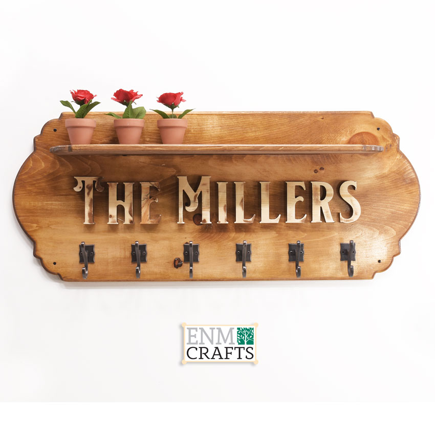 Rustic Coat Rack with Shelf, Entryway Rustic Coat Hook, Family Name Hook Rack