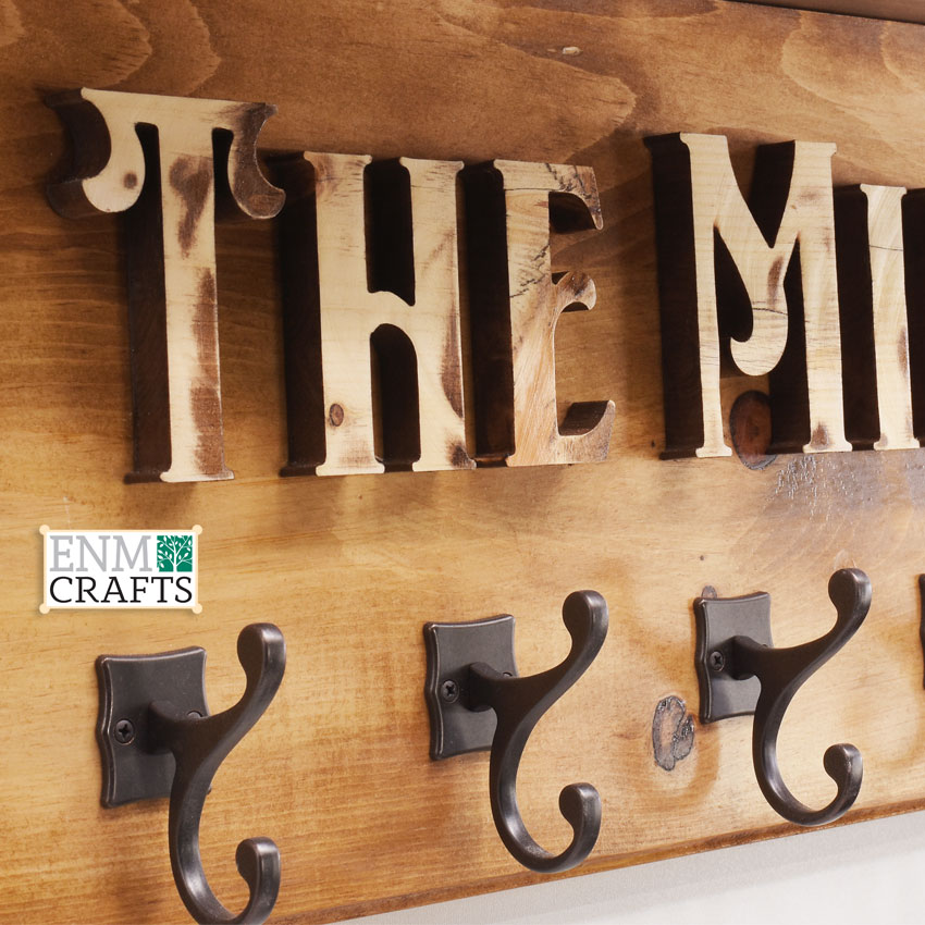 Rustic Coat Rack with Shelf, Entryway Rustic Coat Hook, Family Name Hook Rack