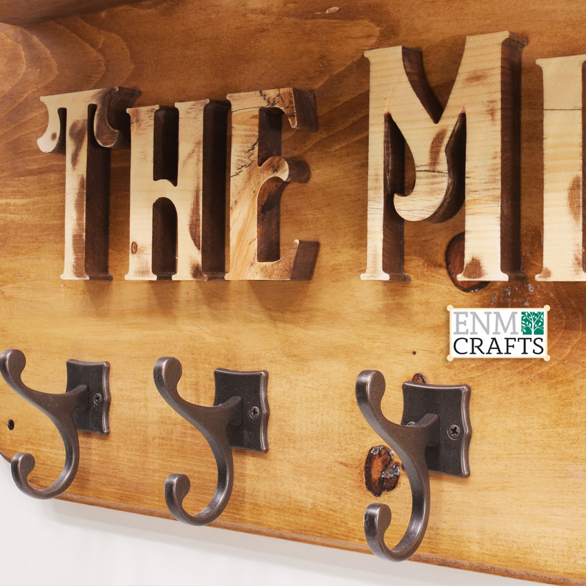 Rustic Coat Rack with Shelf, Entryway Rustic Coat Hook, Family Name Hook Rack