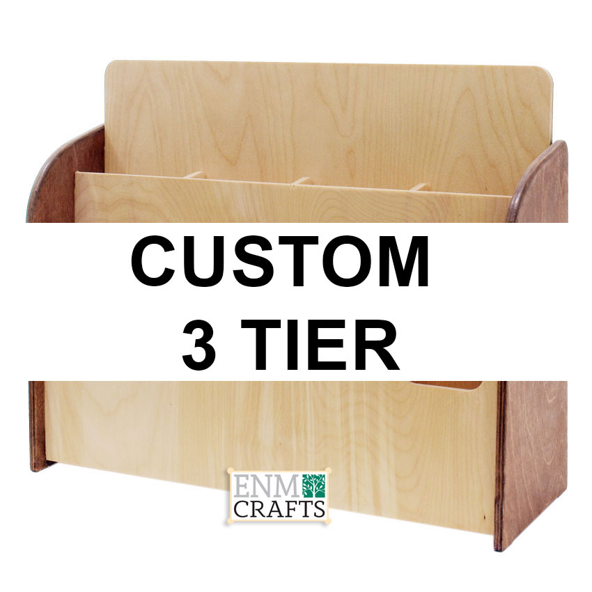 Wooden 3 Tier Tri-Fold Brochure Holder 12 Pockets