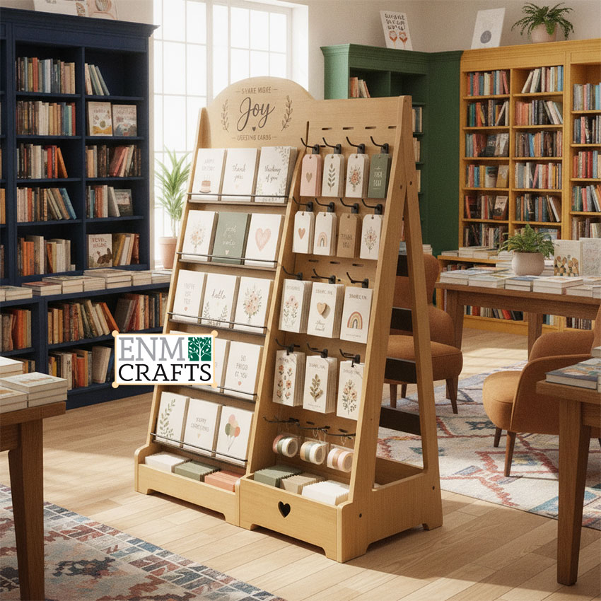 Wooden Floor Display Stand for Greeting Cards & Gift Tags GR101