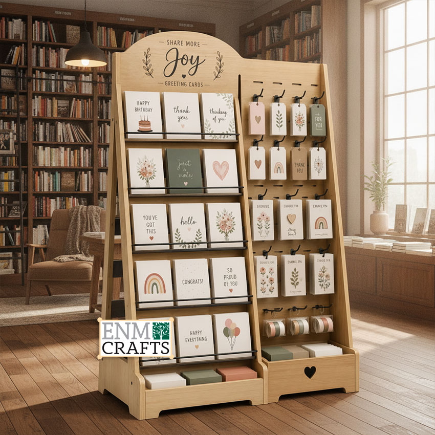 Wooden Floor Display Stand for Greeting Cards & Gift Tags GR101