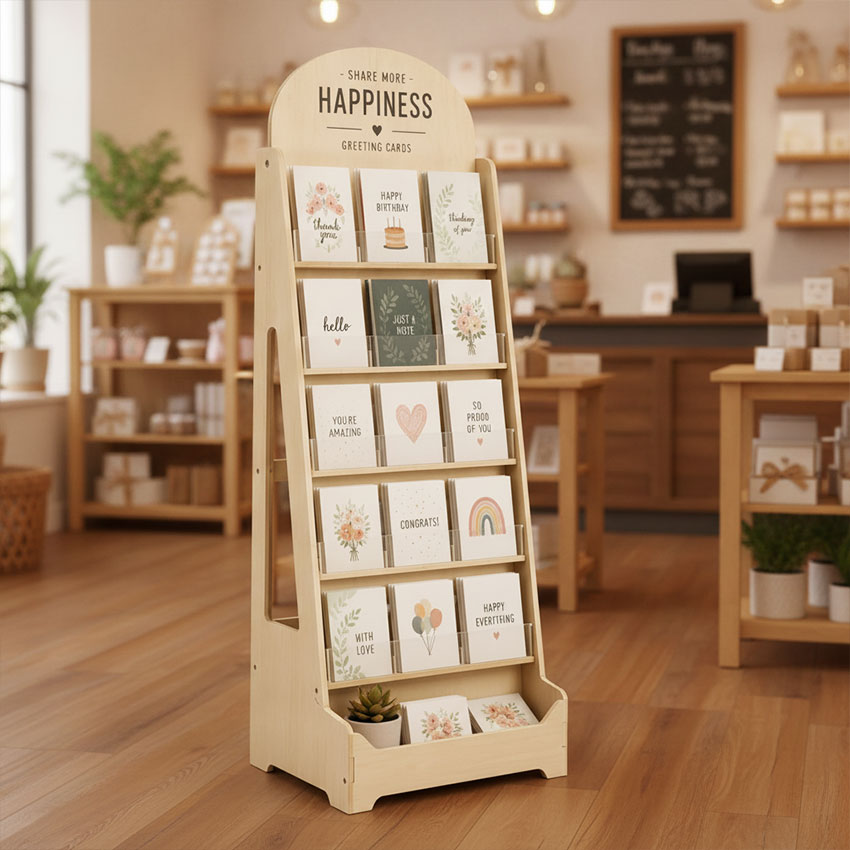 Wooden Floor Greeting Card Display Stand GR102