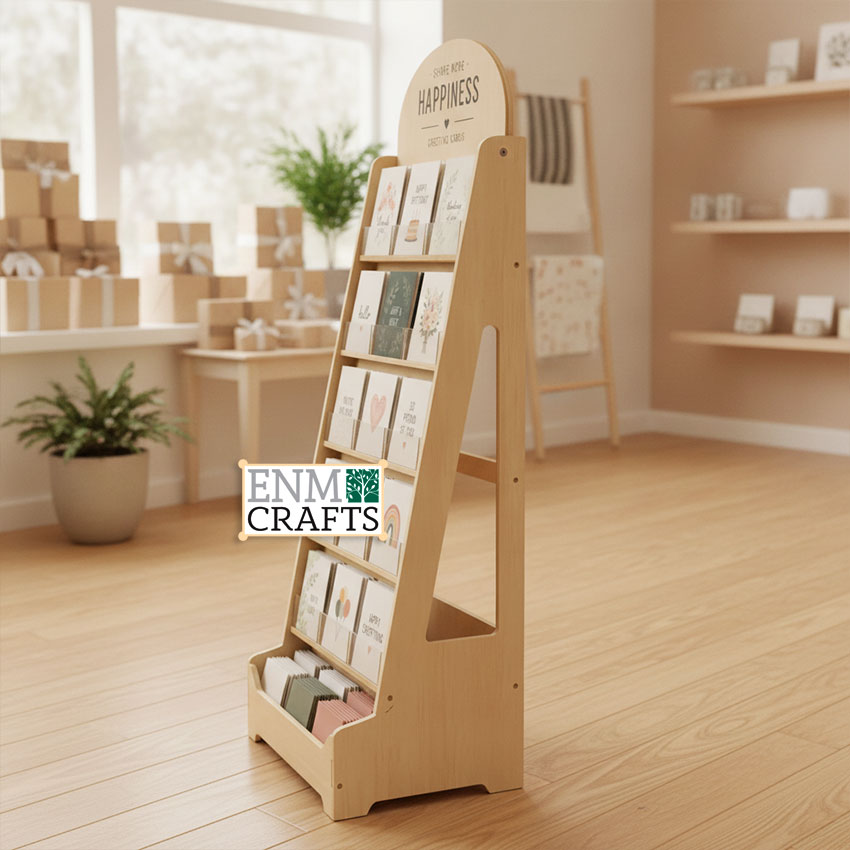Wooden Floor Greeting Card Display Stand GR102