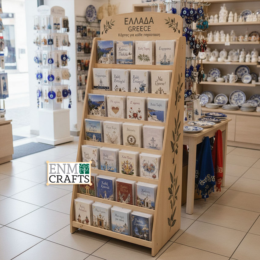 Wooden Floor Greeting Card Display Stand GR105