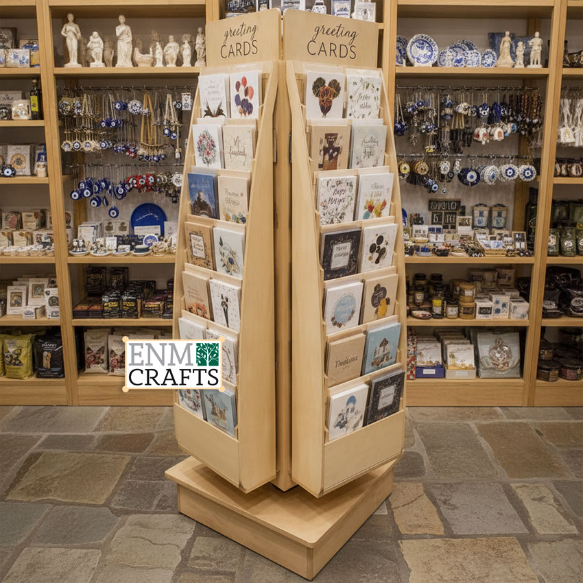 4-Sided Rotating Wooden Greeting Card Display Stand GR109