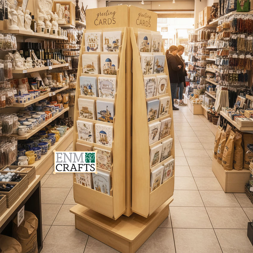4-Sided Rotating Wooden Greeting Card Display Stand GR109