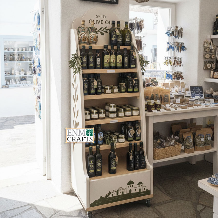 Wooden Floor Display Stand for Olive Oil 950