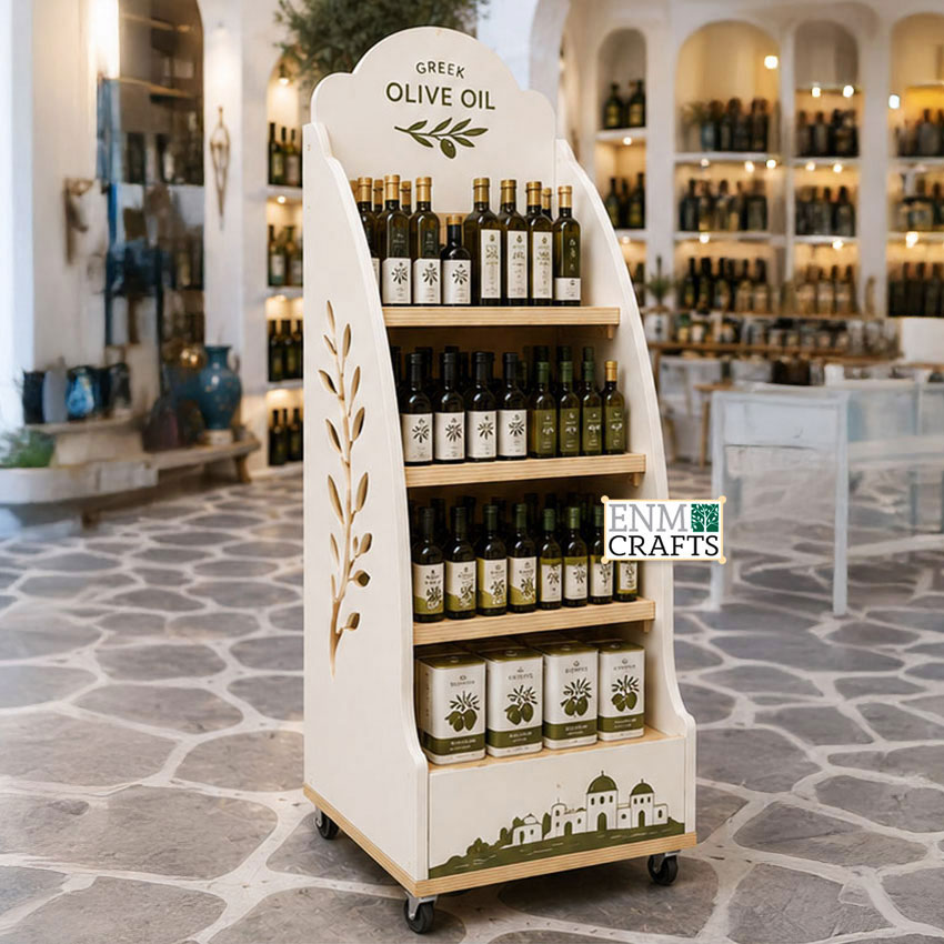 Wooden Floor Display Stand for Olive Oil 950