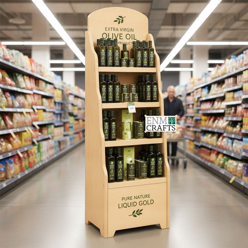 Wooden Floor Display Stand for Olive Oil 951