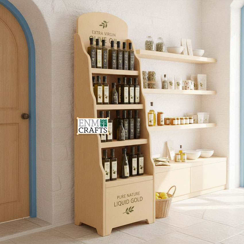 Wooden Floor Display Stand for Olive Oil 951